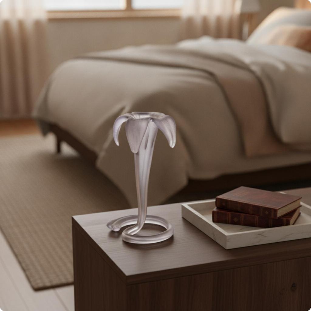 Sculptural Vase | Frosted, with Looped Base, for Interior Decoration