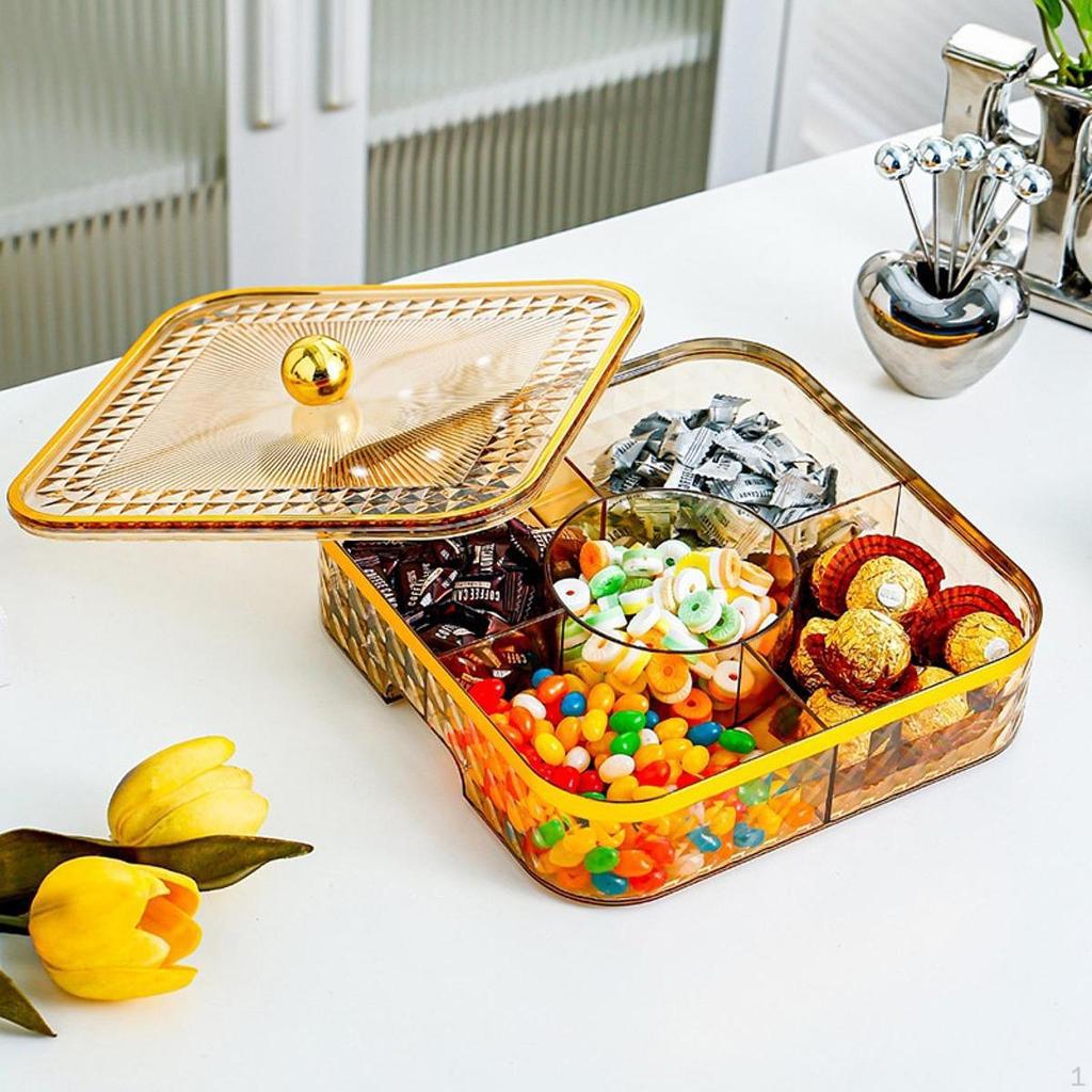 5-Compartment Serving Tray for Snacks And Fruits, Portable Food Container