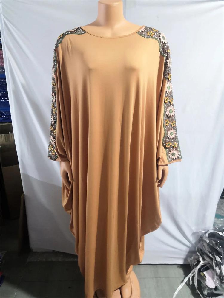 2023 Korálková výšivka Krajka S kapucí Muslimské šaty - Nadměrná velikost Africká dámská dlouhá róba