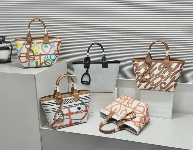 2024 High-End Women's Canvas & Leather Tote: Versatile, Large-Capacity, Handheld or Shoulder Bag