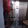 Luminous Halloween Spooky Windsock Waterproof LED Lights Hanging Spooky Flag White Long Ghost Hanging Decoration Porch