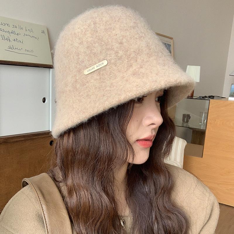Women's Winter Wool Felt Fisherman Hat – Warm, Ear-Protecting Bucket Style for Large Heads, Slim Face Design
