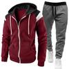 Men's Color Block Fashion Casual Sports Hoodie Sweatshirt Set