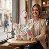 Sweet Ice Cream Printed Women Casual Tote Bag Portable Stylish Daily Use Handbag 