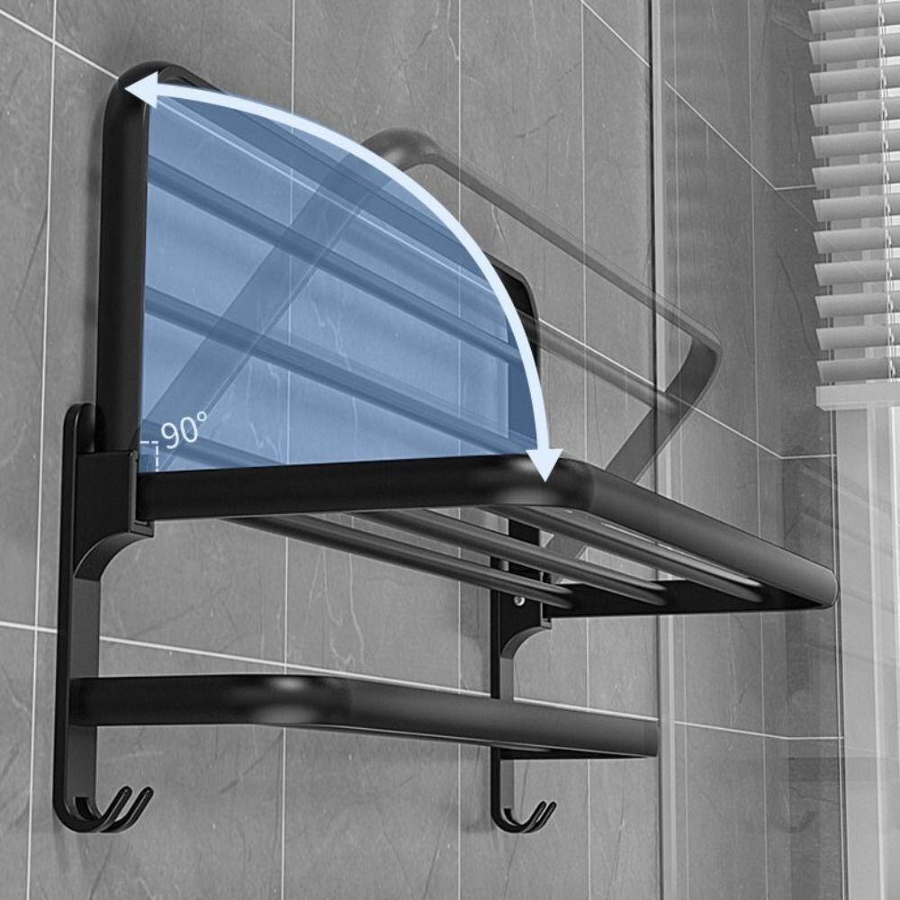 Aluminum Alloy Wall Mount Towel Holder Matte Black Towel Storage Rack  for Home Use