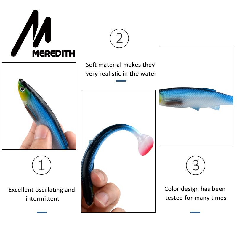 MEREDITH 4.73" Bleak Paddle Tail 14.5g 4pcs 120mm Fishing Soft Lures 3D Eyes T Tail Artificial Bait Plastic Pike Fishing Lures