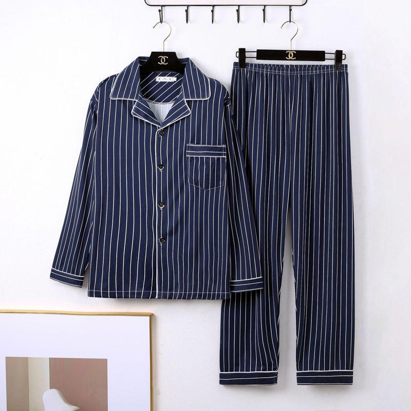 Men's Long Sleeve Pajamas Set - 2023 Spring/Summer/Autumn/Winter, Lightweight, Plus Size