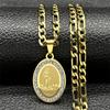 Stainless Steel Christian Jesus Christ Pendant Necklace for Women Men's Gold Color Religious Chain Necklace Jewelry