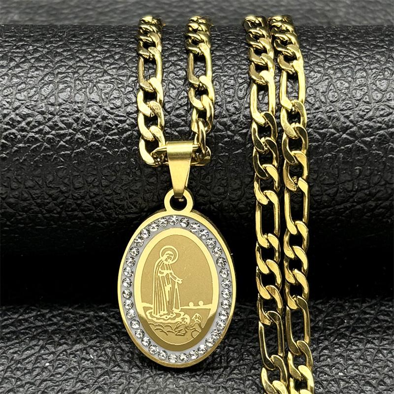 Stainless Steel Christian Jesus Christ Pendant Necklace for Women Men's Gold Color Religious Chain Necklace Jewelry