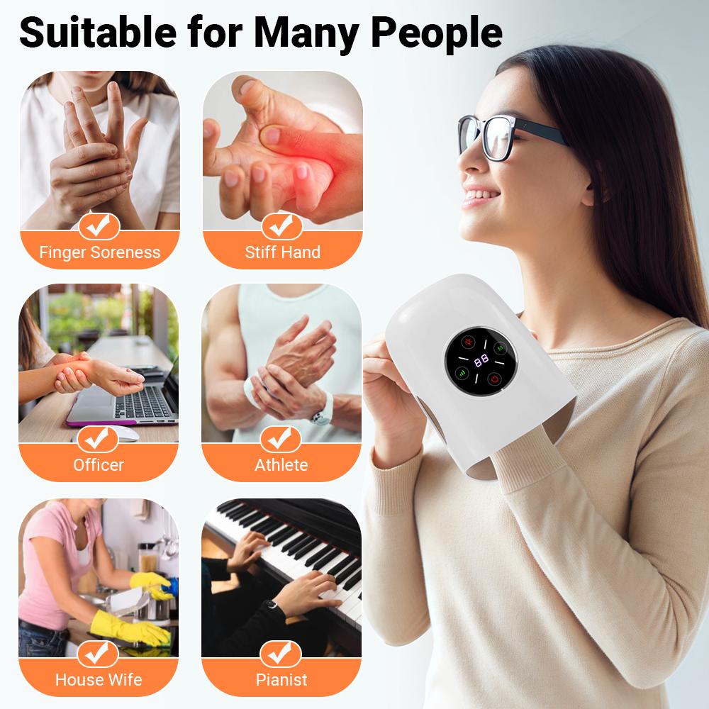 3 Modes Airbag Electric Hand MassagingTool Hot Compress MassagingTool Air Compression Vibration Massage For Finger Palm Fatigue Relieve
