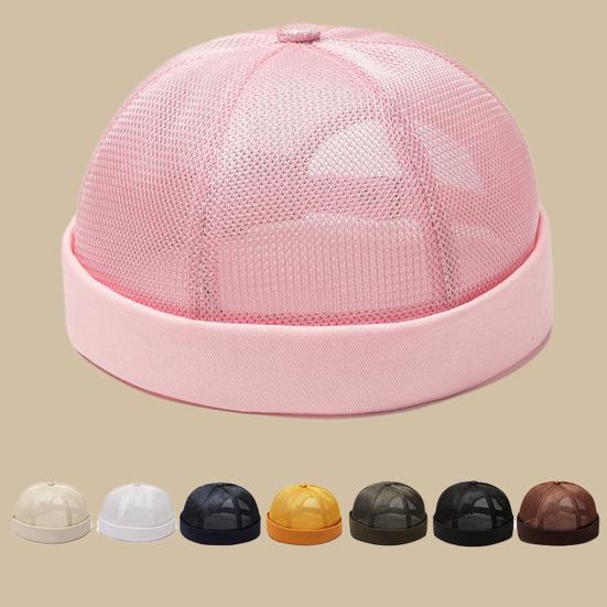 Brimless Melon Skin Hat, Elastic Edges 360 Degree Ventilation Summer Hat, Lightweight Breathable Mesh Cap for Men Women