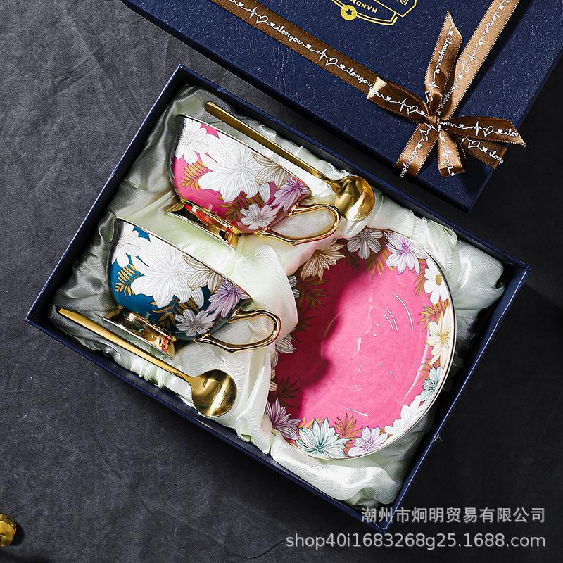 Ceramic coffee cup high-end exquisite high-end sense niche bone china household British afternoon tea tea set gift box
