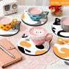 4/6pcs Round Wooden Cat Coaster Heat-Resistant Insulation Pad Sweet Coffee Cup Mat  For Dining