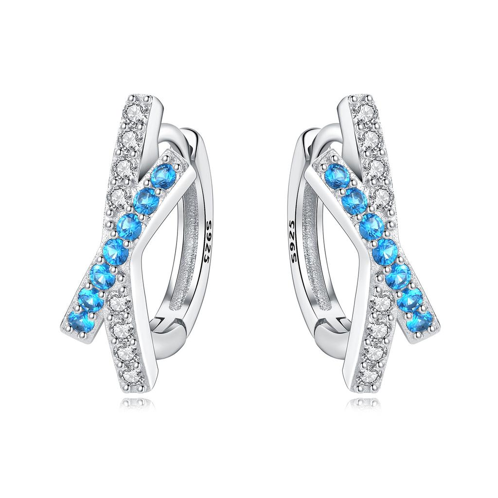 Orstarry 925 Silber Blauer Zirkon Sternenhimmel Ohrring Original Schmuck Creolen Damen Schmuck Party Trendige Geschenke