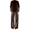 Women's Multicolor Velvet Two Piece Set Long Sleeve Crewneck Top and Pants Casual Outfit