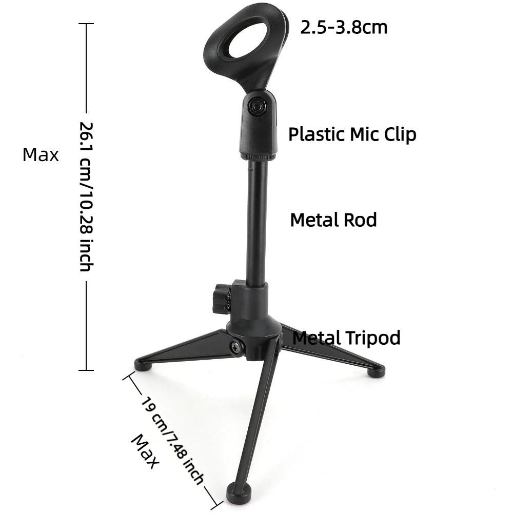 With Mic Clip Portable Mic Stand Foldable Microphone Tripod for Online Broadcasting