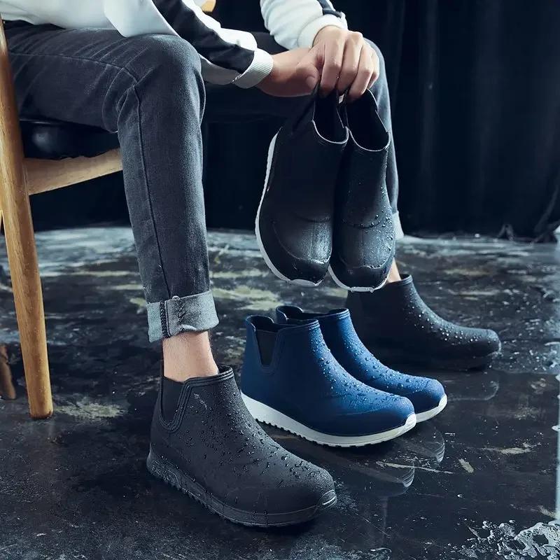 Your Bestfashion Rain Shoes for Men Rubber Shoe Platform Ankle Boots 2024 Autumn Winter Slip On Booties Boots for Men Waterproof Work Botas