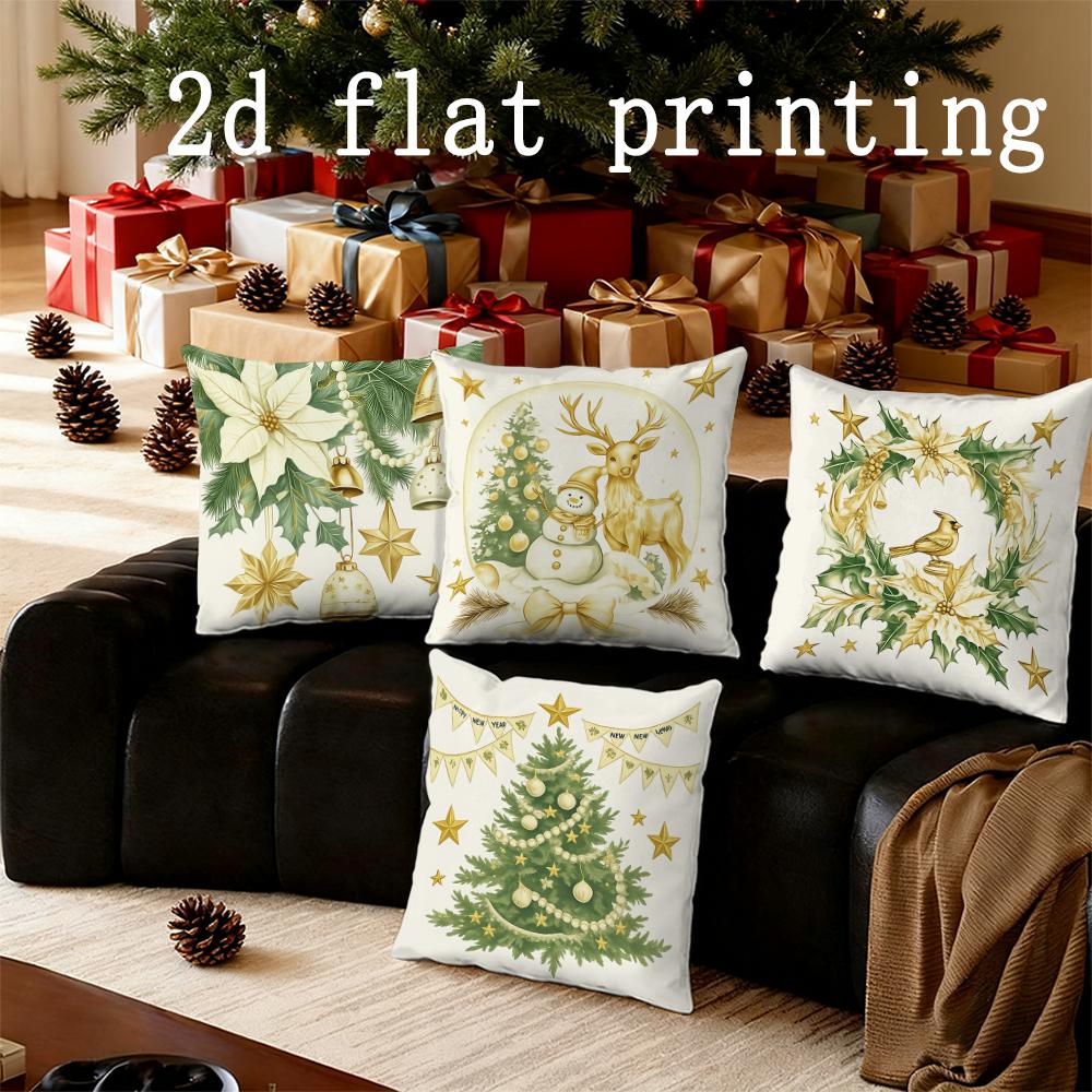 Home Decor Christmas-Themed Decorative Pillow Covers With Stars Pattern Cushion Cover Suitable For Sofa Bedroom Car Pillow Cover