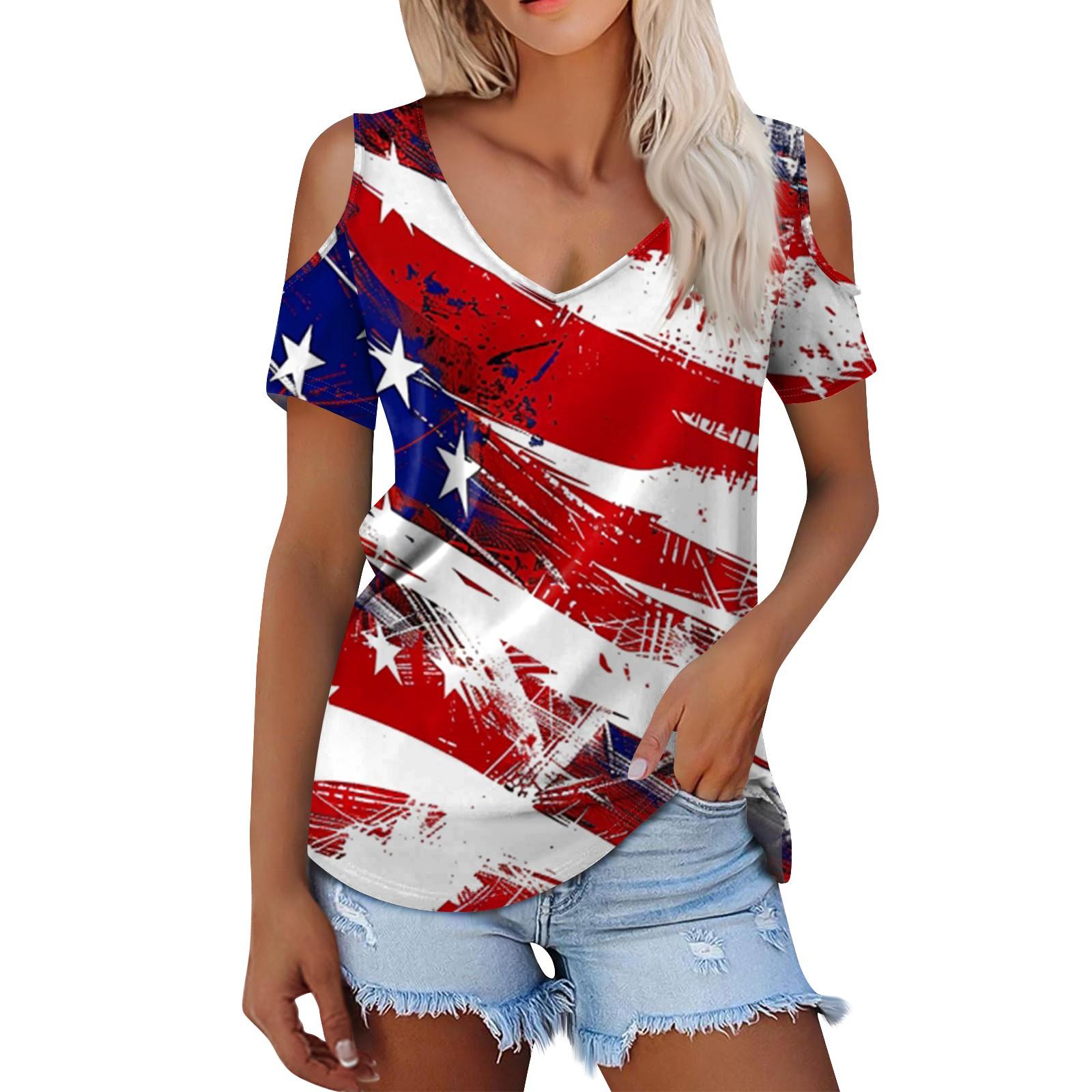 

Женская летняя модная повседневная футболка с открытыми плечами и v-образным вырезом с коротким рукавом и принтом, топ XL