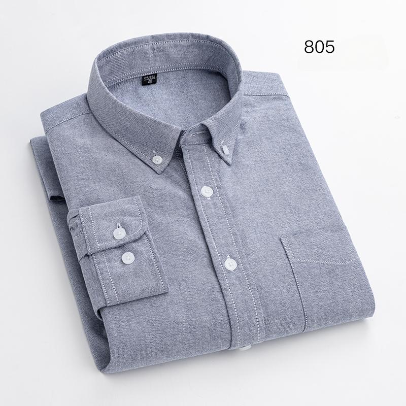 Fashion 100%cotton Casual long-sleeve Shirts for men oxford striped plaid tops slim fit formal shirt white black office clothes