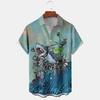 2026 Summer New Men's Top 3D Digital Printed Abstract Hawaiian Collar Short Sleeve Shirt