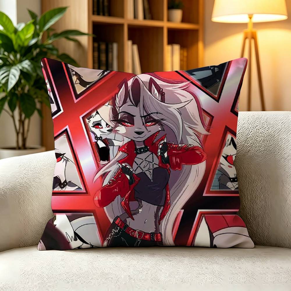 HHelluva Boss Loona Hellhound Teen Demon Pillow Case Square DoubleSided Sofa Cushion Cover Bedroom Bedside Pillow