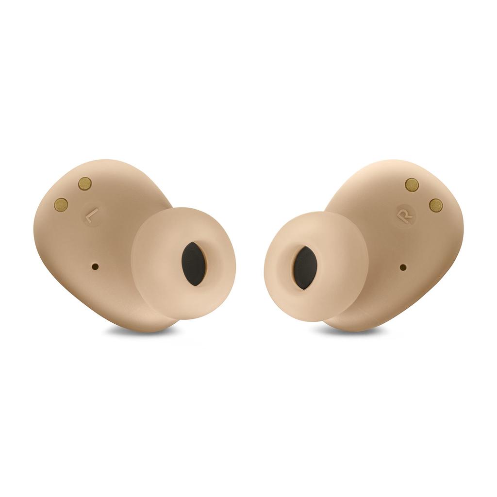 JBL WAVE BUDS True Wireless Earbuds, Bluetooth, IP54 Waterproof and Dustproof, App Compatible, USB Type-C, Beige, JBLWBUDSBEG, Small