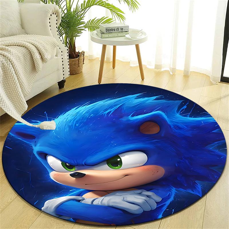 1pc Sonic4 Design Printed Area Round Carpet for Bedroom Living Room Home Decor Rugs Mat Non Slip Mat Rug for Bedside