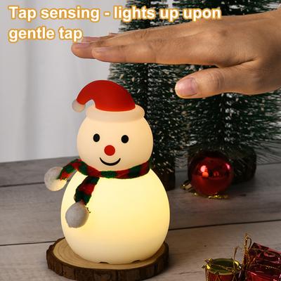 Schneemann Tipplicht Niedliche Weihnachtslampe Wiederaufladbares Silikon Touch Nachtlicht Schneemann Stimmungslicht für Weihnachtsbaum