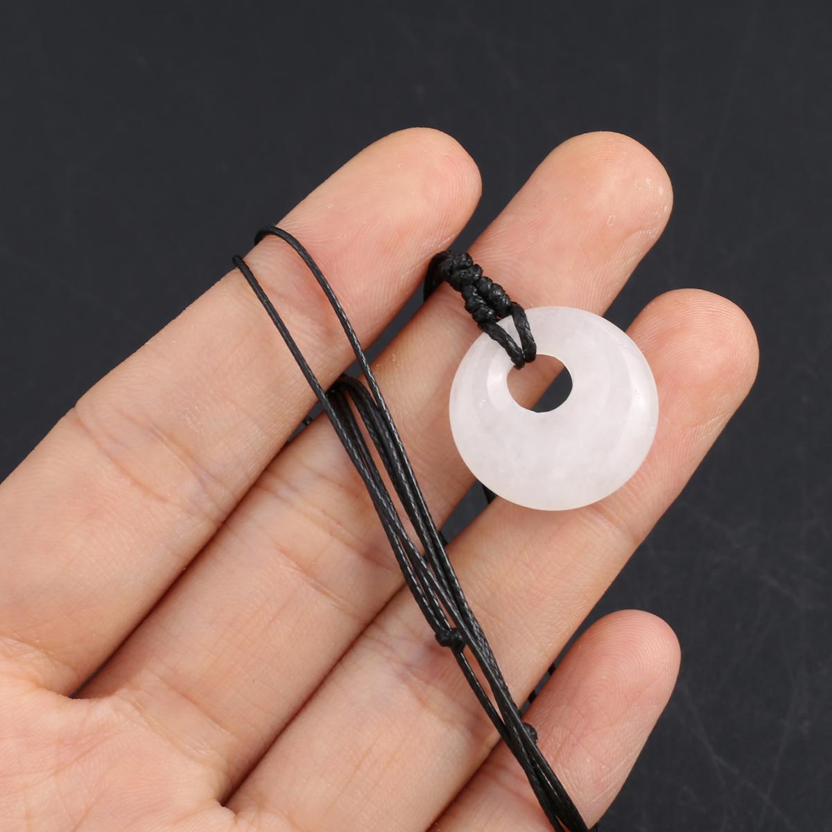 

1шт кристалл ожерелье кулон, круглый натуральный камень агат содалит нефрит аметист драгоценный камень кулон ожерелья для женщин мужчин ювелирные изделия подарки на день рождения 18 мм 1Pc-White Jade/18mm