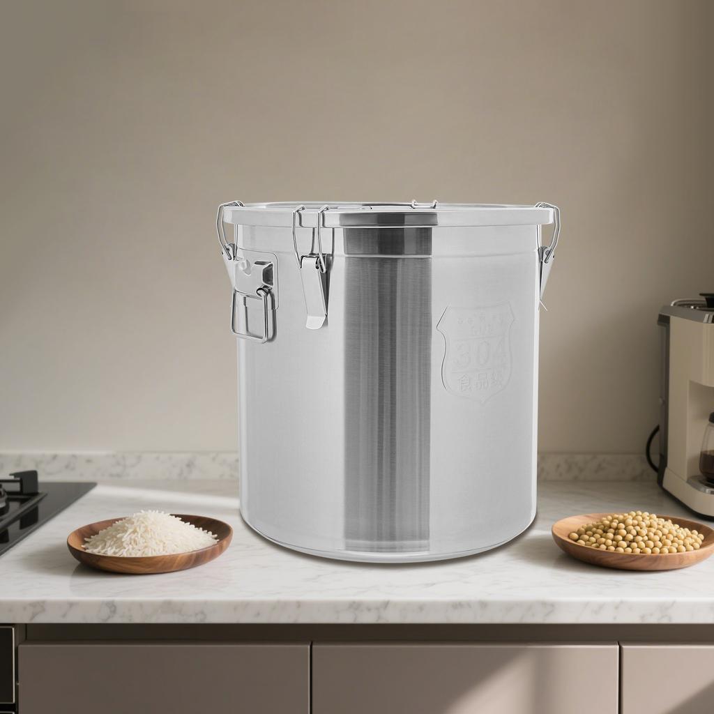 Stainless Steel Airtight Food Storage Canister, 48L Large Capacity Kitchen Container with Handles & Lid for Rice, Flour, Sugar