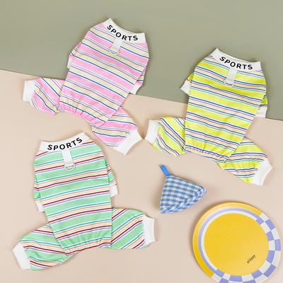 Spring and Summer Breathable Four Seasons Colorful Sports Striped Dog Four-legged Loungewear Cat Air Conditioning Clothing Pet Dog Clothes