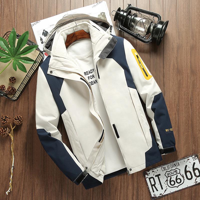 Three-in-one Thickened Fleece Jacket Casual Outdoor Sports Color Matching Jacket