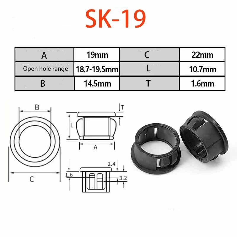 Protective Ring Black Round Nylon Snap-on Wire Grommet Computer Desk Wire Hole Cover Seal Ring Hole Plug Cable Protector