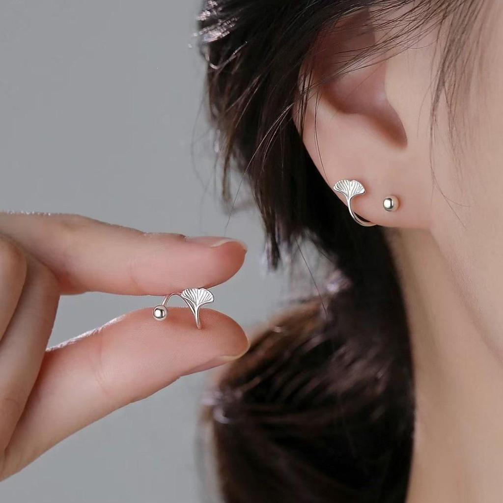 Ginkgo Leaf 925 Sterling Silver Stud Earrings for Women - 2025 New Design