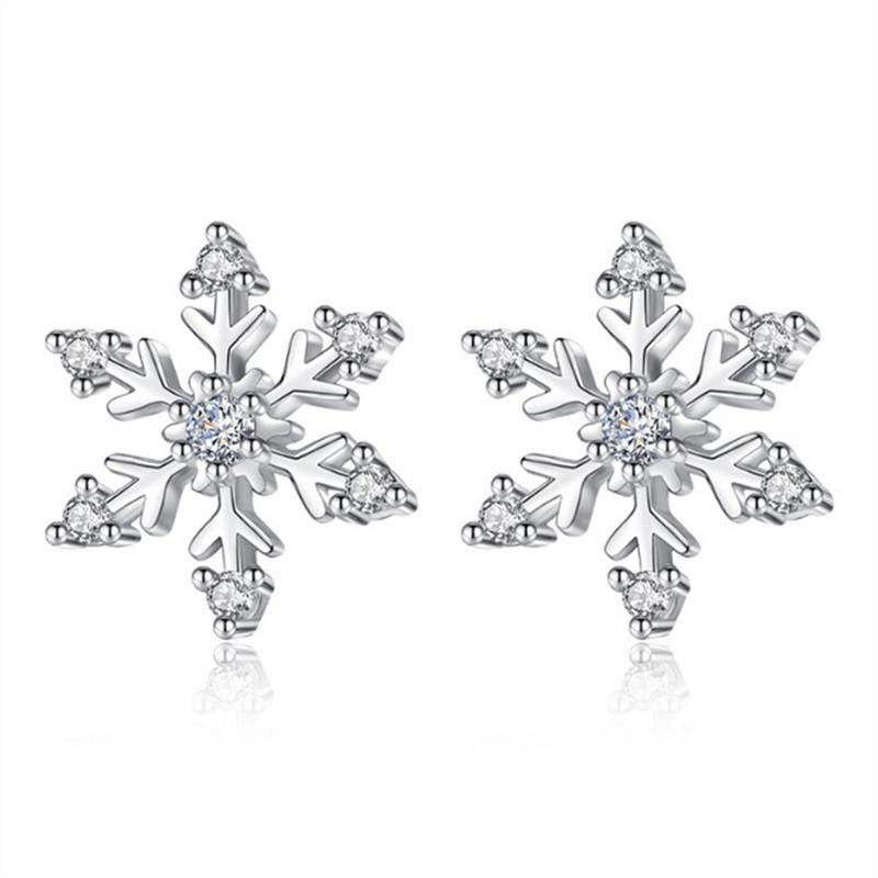 

Stud Snowflake Silver Earrings Womens Girls Jewellery Xmas Gift Elegant Jewelry