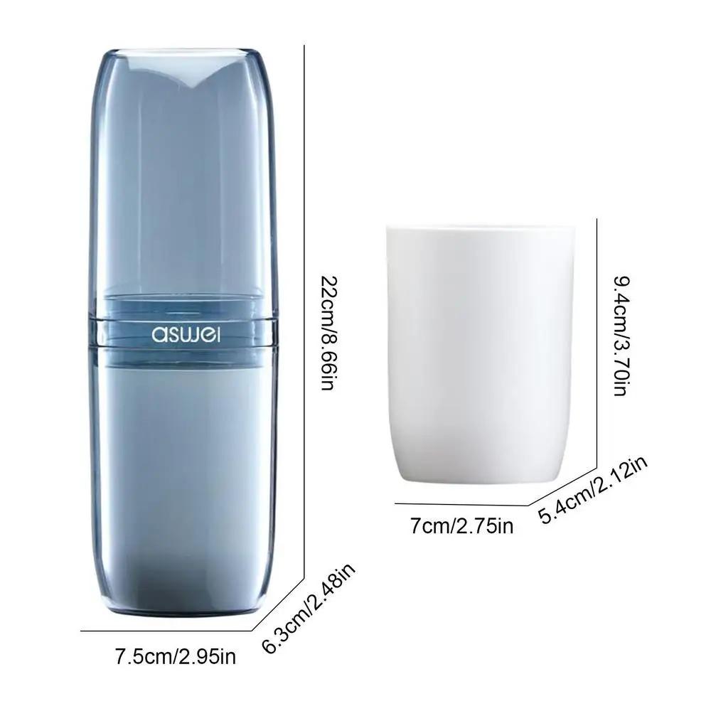 4 Pcs Travel Storage Cup Travel Portable Toothbrush Cup Home Dental Cylinder Toothbrush Storage Box Travel Home Wash Set