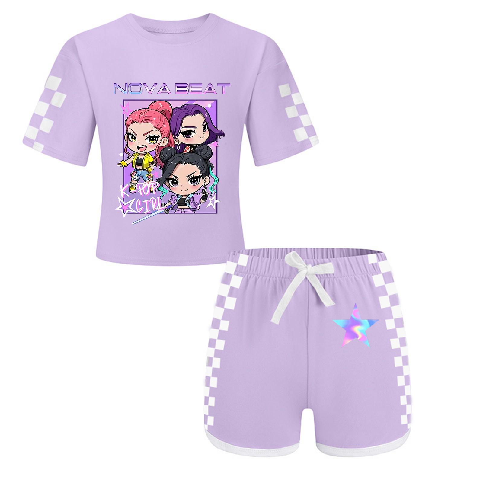 

Kid Patriotic Outfit - Short Sleeve & Shorts 2-Piece Set For Girl 140