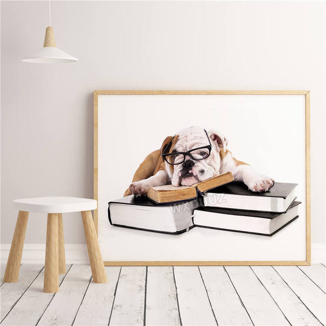 Affiche Humoristique Chien Sur Toilettes - Déco Salle De Bain Vintage 30x40cm | Toile Imprimée Sans Cadre | Idée Cadeau Originale