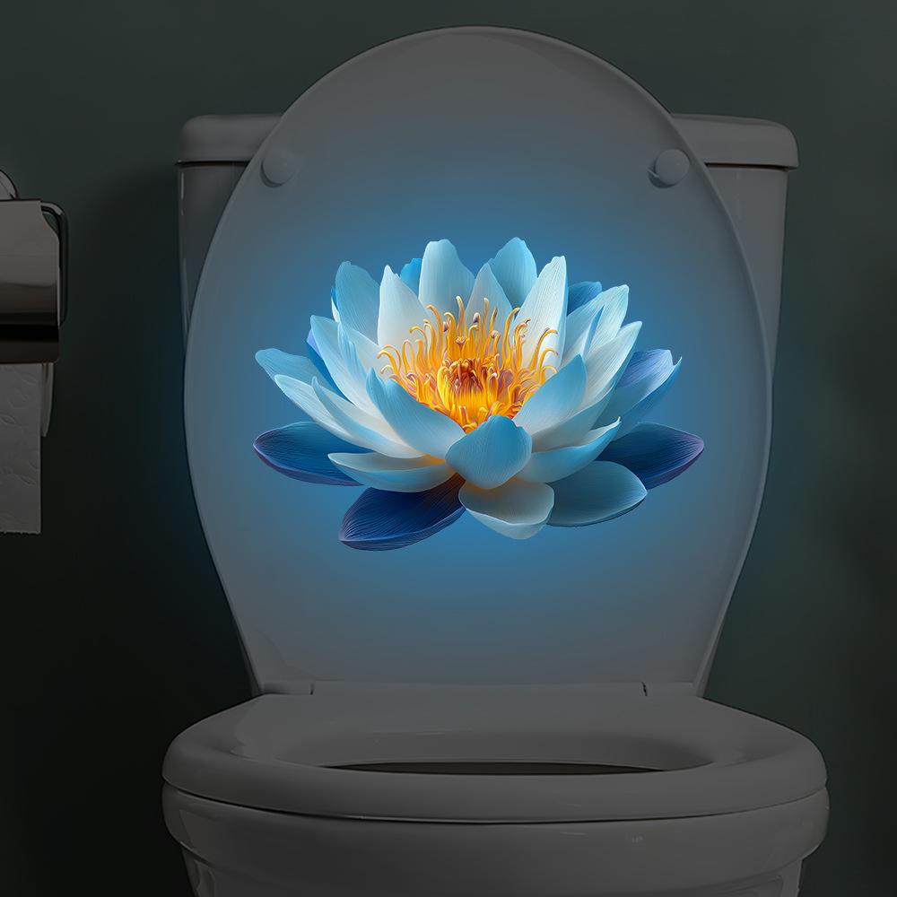 Kendinden Yapışkanlı Lotus Karanlıkta Parlayan Tuvalet Çıkartması Banyo Tuvalet Kapağı Dekorasyonu Ambiyans Dekoratif Çıkartma Duvar Dekoru Çıkartma