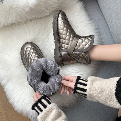 Leder Wasserdicht Plüsch Warm Flache Damen Schuhe Winter im Angebot 2025 Neu in Heiß Goth Knöchel Schick und Elegant Schneestiefel für Damen