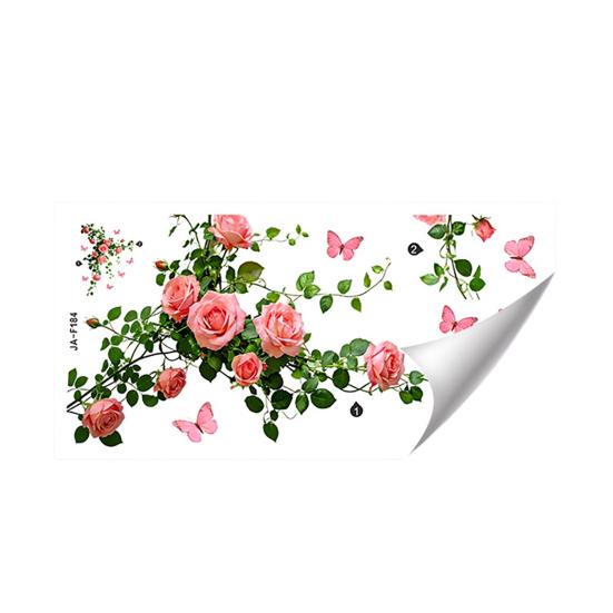 Removable Pink Peony Flower Wall Decals Peel And Stick Hanging Vine Floral Leaves