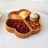 Woven Divided Serving Tray Handwoven Fruit and Snack Multiple Compartments Imitation