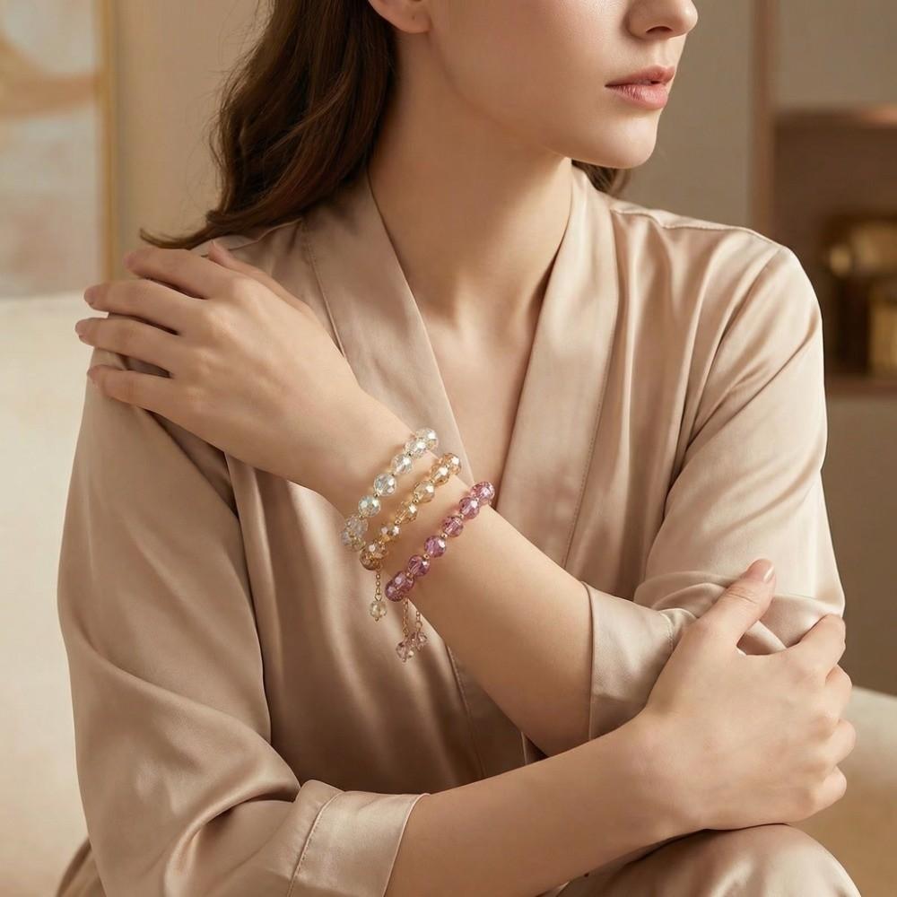 Shiny Crystal Stone Beads Bracelet Fashion Hand Chain New Elasticity Rope Bracelet Daily