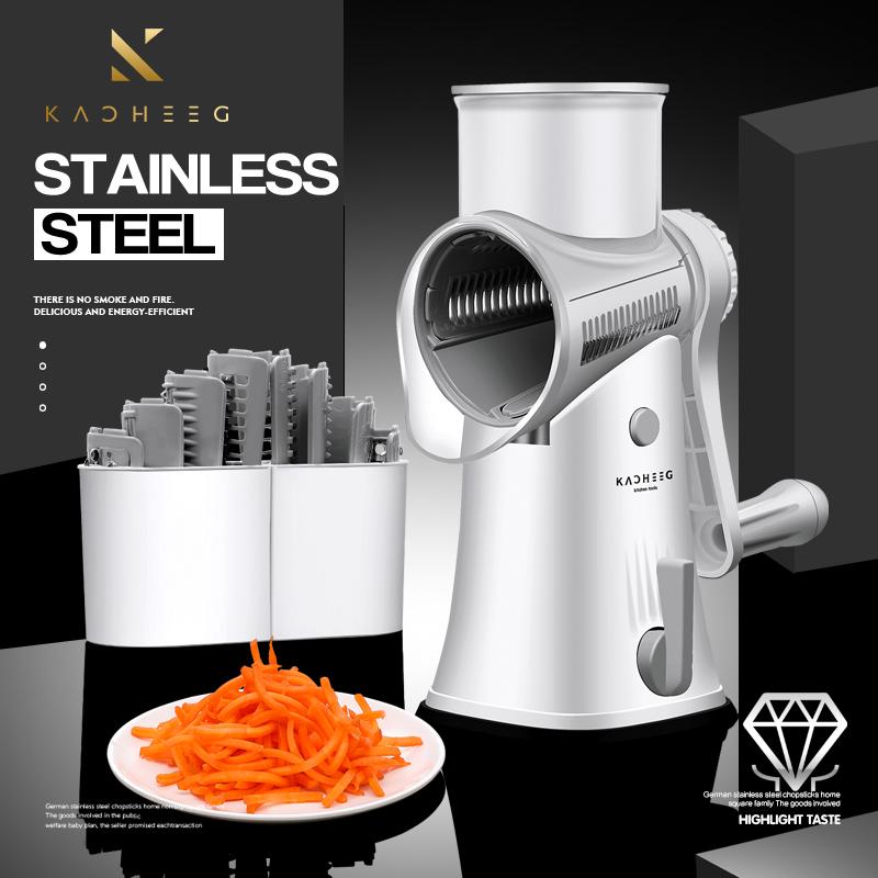 LFGB Certificated Manual Kitchen Vegetable Grater Quick Cutting Carrot Potato Onion Cucumber Slicer with Powerful Suction Cup