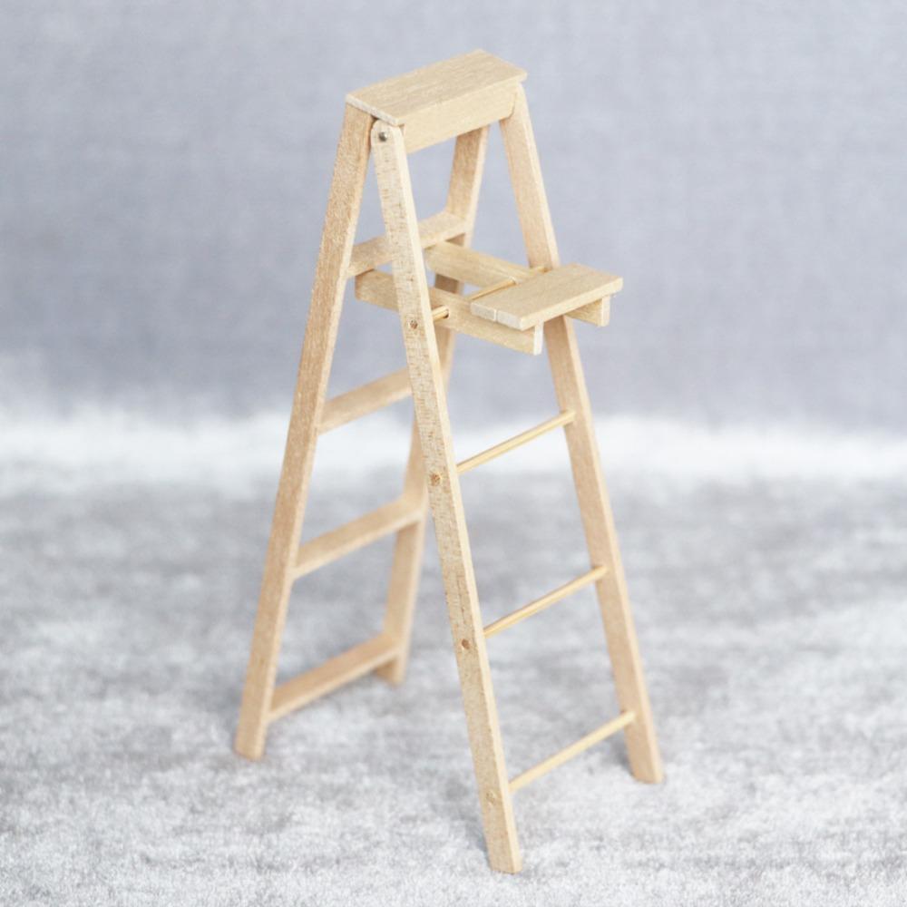 Miniature Model Dollhouse Mini Ladder Wooden Creative Figurine Stairs Toys  Girl