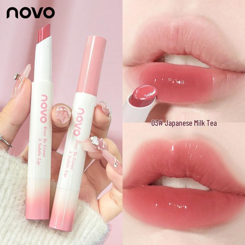 NOVO Charming Translucent Glossy Lipstick: Moisturizing, Hydrating, Long-Lasting, Bare Face Whitening for Autumn/Winter.
