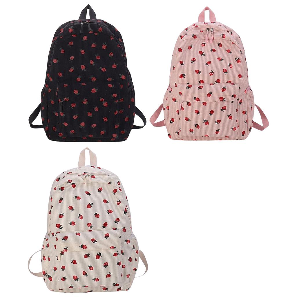 Nydelig Strawberry Ryggsekk Student Skoleryggsekk Kvinner Laptop Ryggsekk Mote Årsak Dagsekker Jente Reiseryggsekk