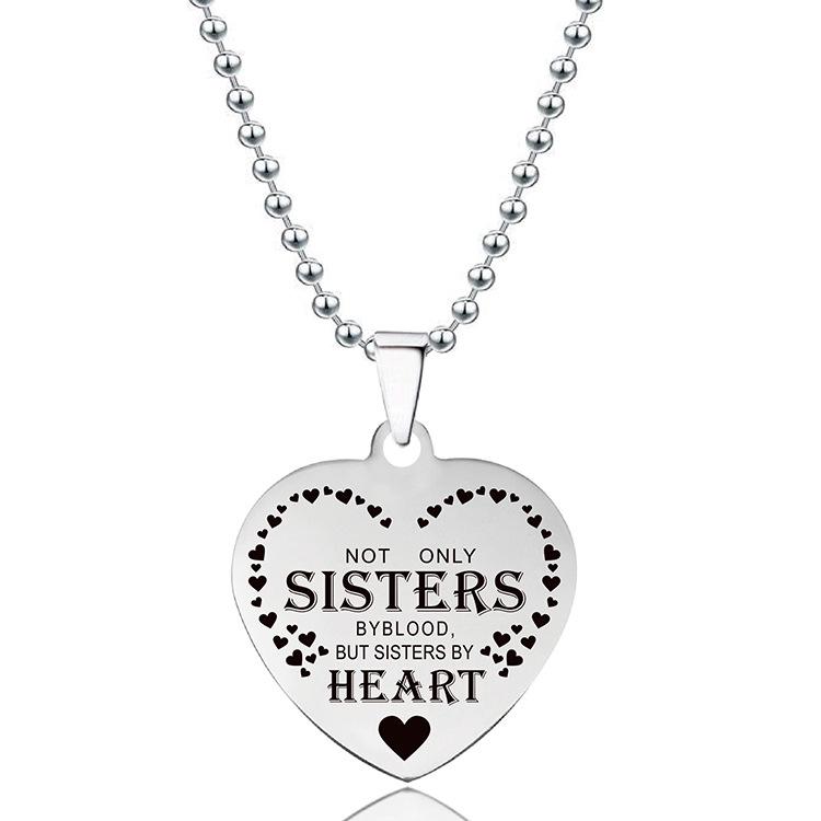 European & American Titanium Steel Heart Pendant Necklace - Engraved Love Heart & Stainless Steel, Ideal Christmas Gift