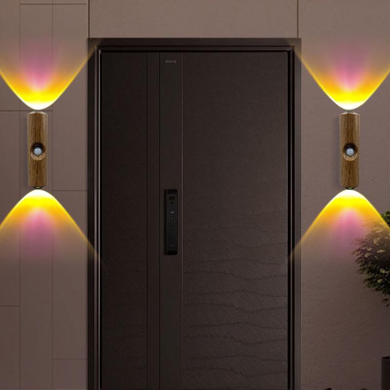 Two Tone Cat Eye Motion Sensor Wall Lamp USB Rechargeable Energy Efficient Lighting for Home Office Hotel Corridor